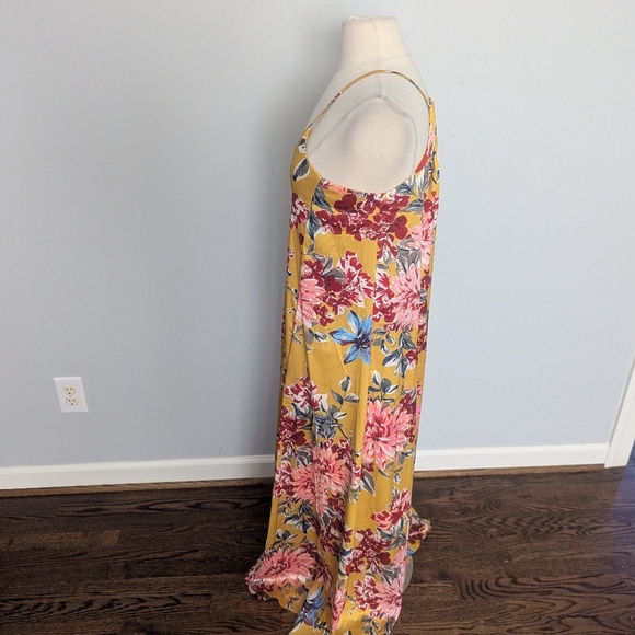 Women's Nicole Miller Mustard Maxi Floral Dress 6 - Picture 4 of 6